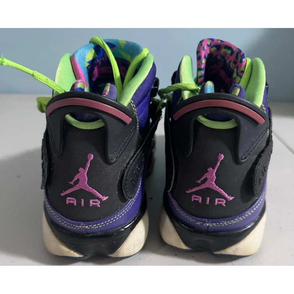 Air Jordan 6 Rings Size 8 Bel Air Purple on Green W/Lace Toggles Classic Casual